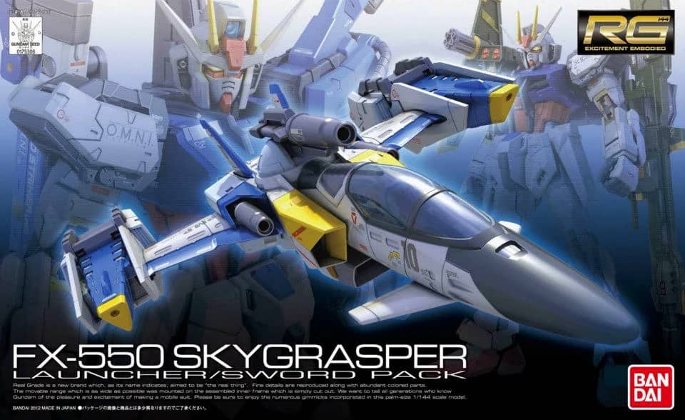 RG 1/144 THE GUNDAM BASE Limited Aile Strike Gundam & Skygrasper Launcher / Sword Pack Set [Clear Color]